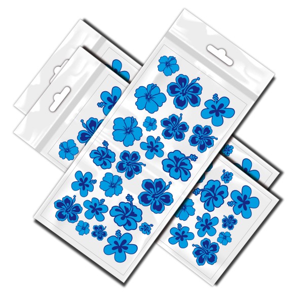 Auto Aufkleber Blümchen Design Easydruck24de Blumen Aufkleber-Set - Wetterfeste Sticker Blaue Blumen