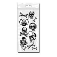 Totenköpfe Bike Sticker | Schwarz auf Chrom Silber Totenköpfe Bike Sticker | Schwarz auf Chrom Silber