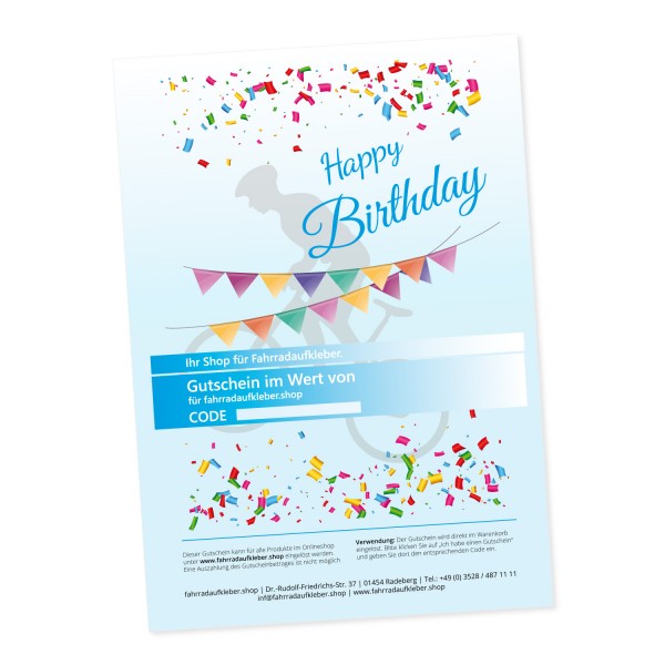 Fahrrad Geburtstags Gutschein