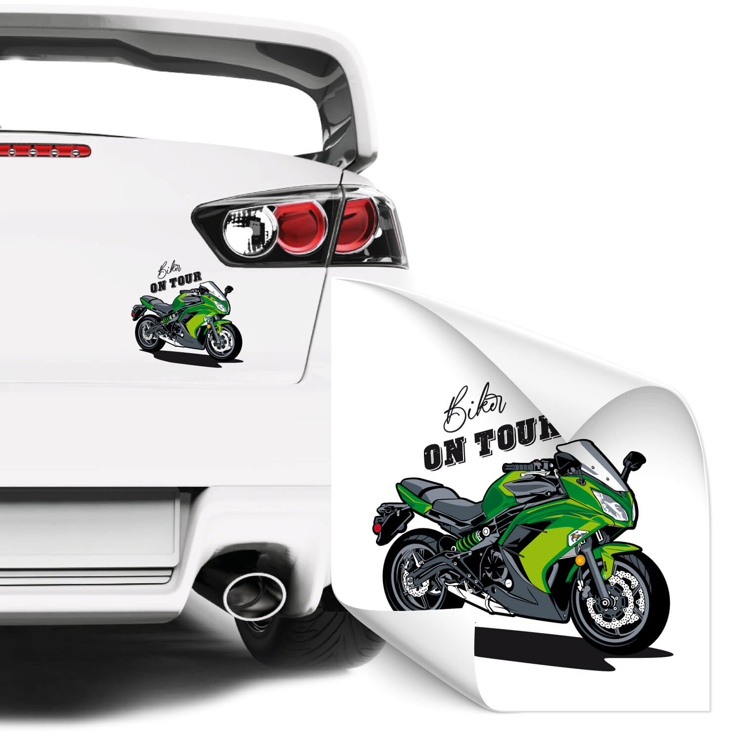 Hellweg Druckerei Motorrad Biker ausser Dienst! Moped Bike Mopped Auto  Aufkleber Sticker Heckscheibenaufkleber