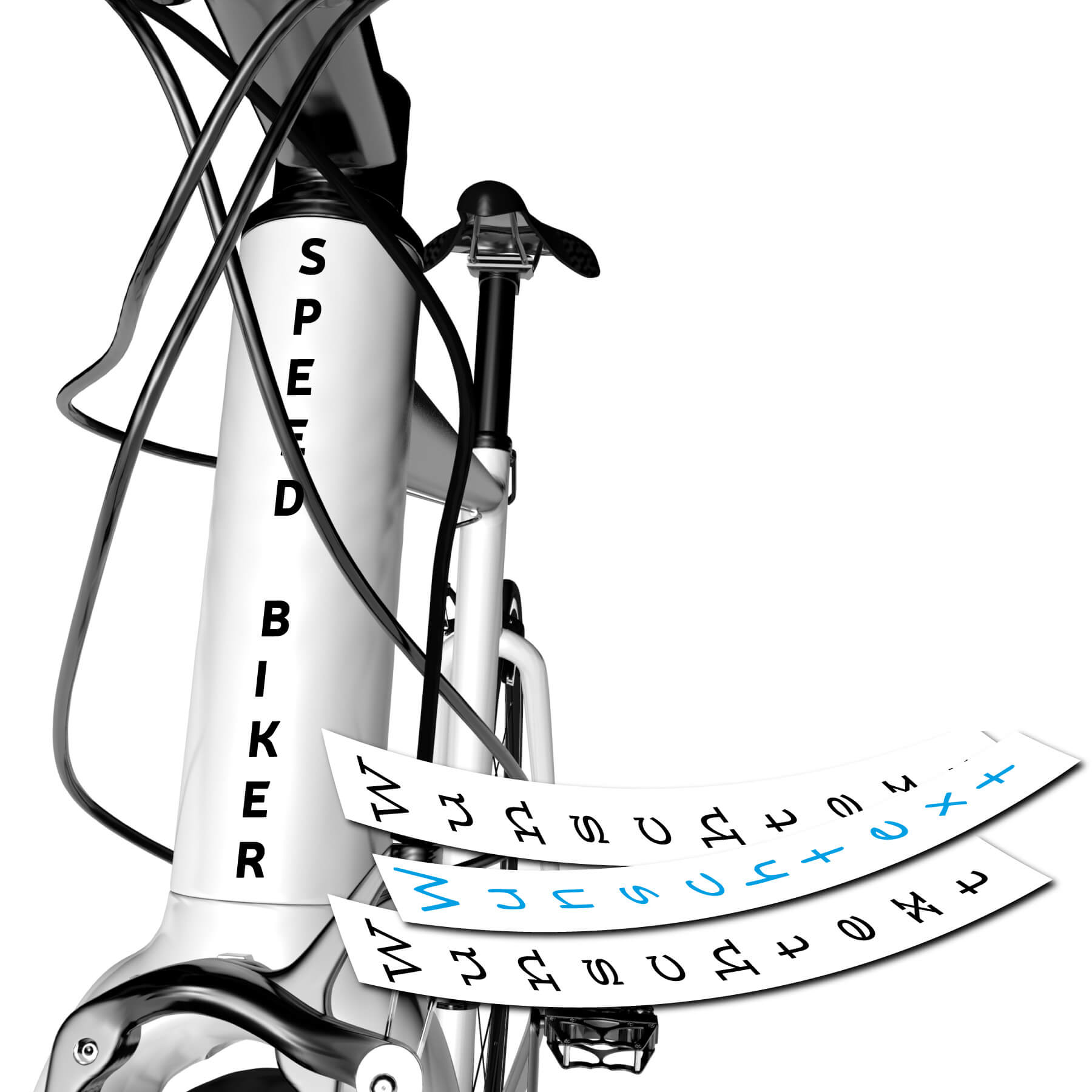 Beschriftung Fahrrad Rahmen vertikal