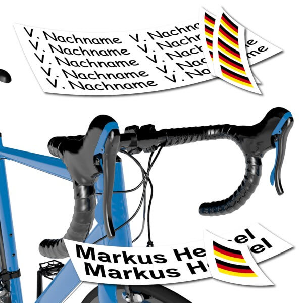 Namensaufkleber Flagge für Fahrrad
