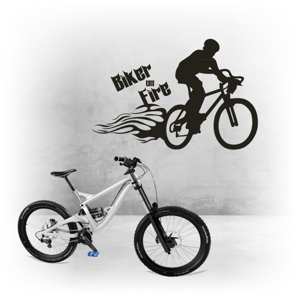 Biker on Fire - Wandaufkleber