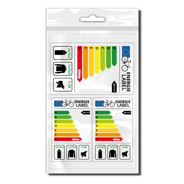 Energielabel Set Fahrrad Fun Aufkleber - Motive Premium