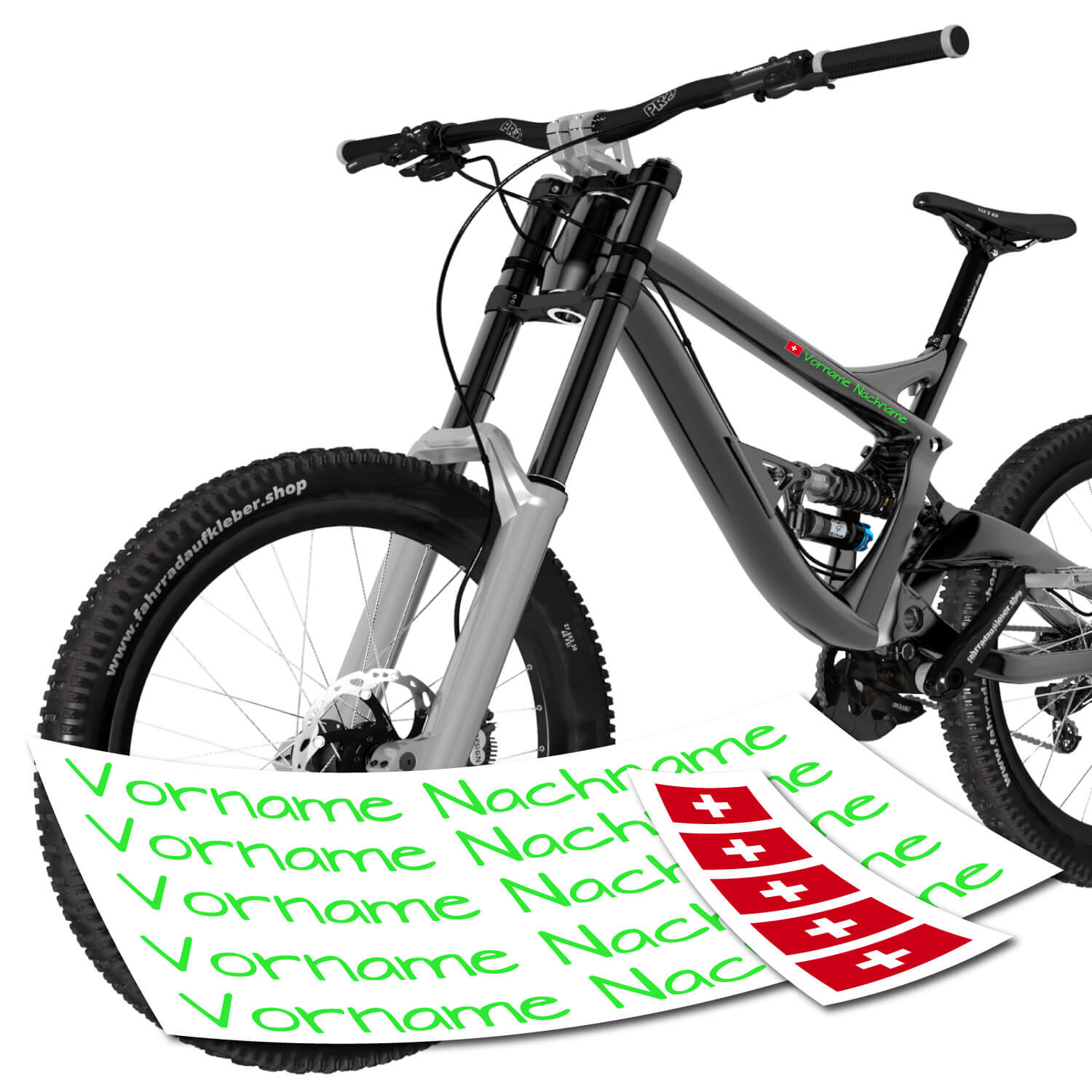 6x aufkleber personalisiert namensaufkleber flagge bike fahrrad